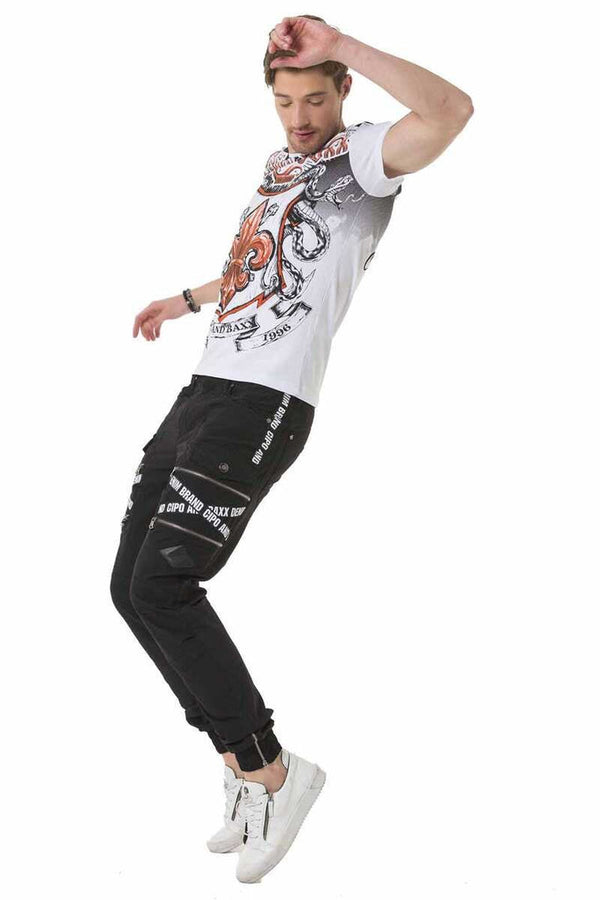 Cipo & Baxx CT691 Lily Printed Men's T-Shirt WHITE