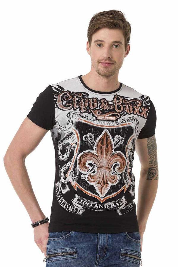 Cipo & Baxx CT691 Lily Printed Men's T-Shirt WHITE