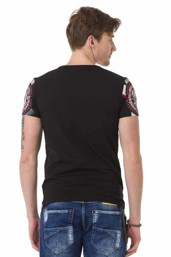 Cipo & Baxx CT692 Flag Patterned T-Shirt BLACK