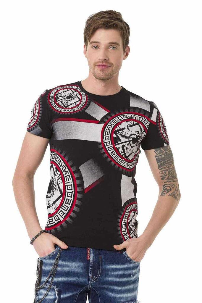 cipo & baxx CT692 Flag Patterned T-Shirt BLACK
