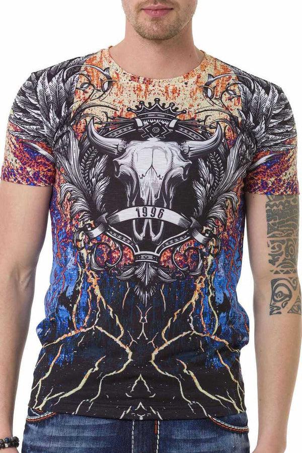 Cipo & Baxx CT697 Crackle Patterned T-Shirt BLACK