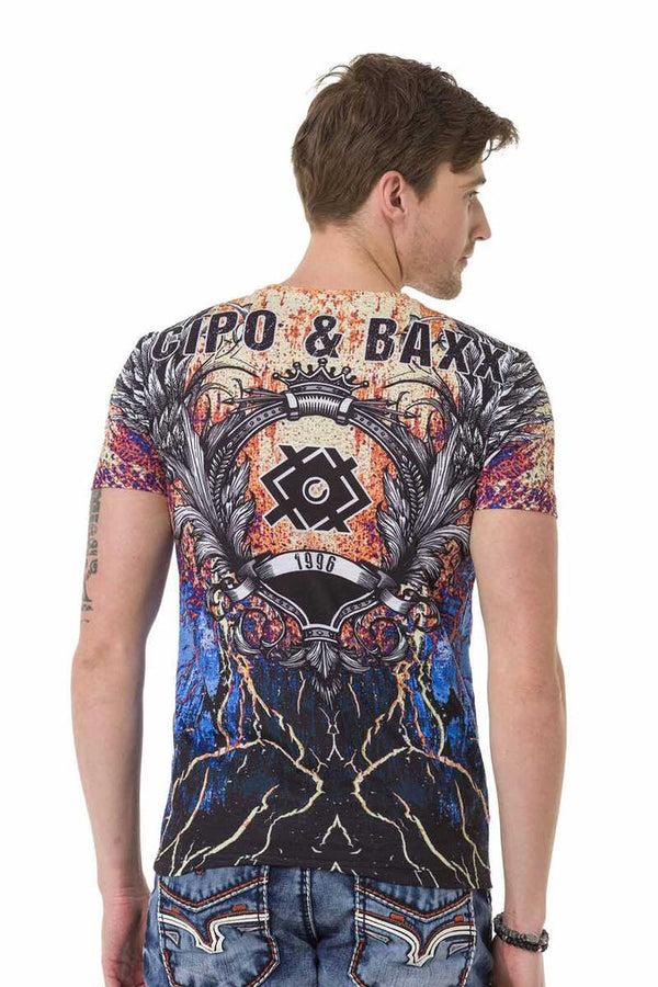 Cipo & Baxx CT697 Crackle Patterned T-Shirt BLACK