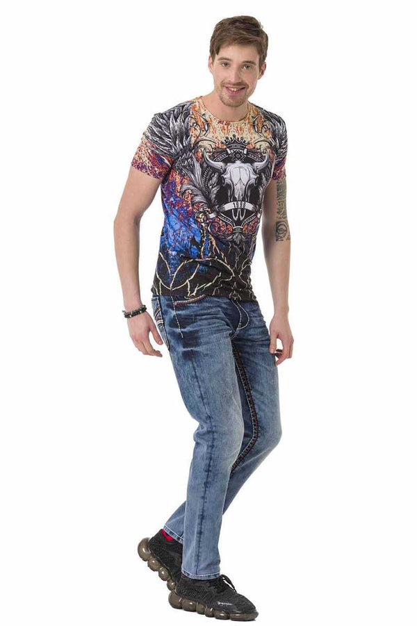 Cipo & Baxx CT697 Crackle Patterned T-Shirt BLACK