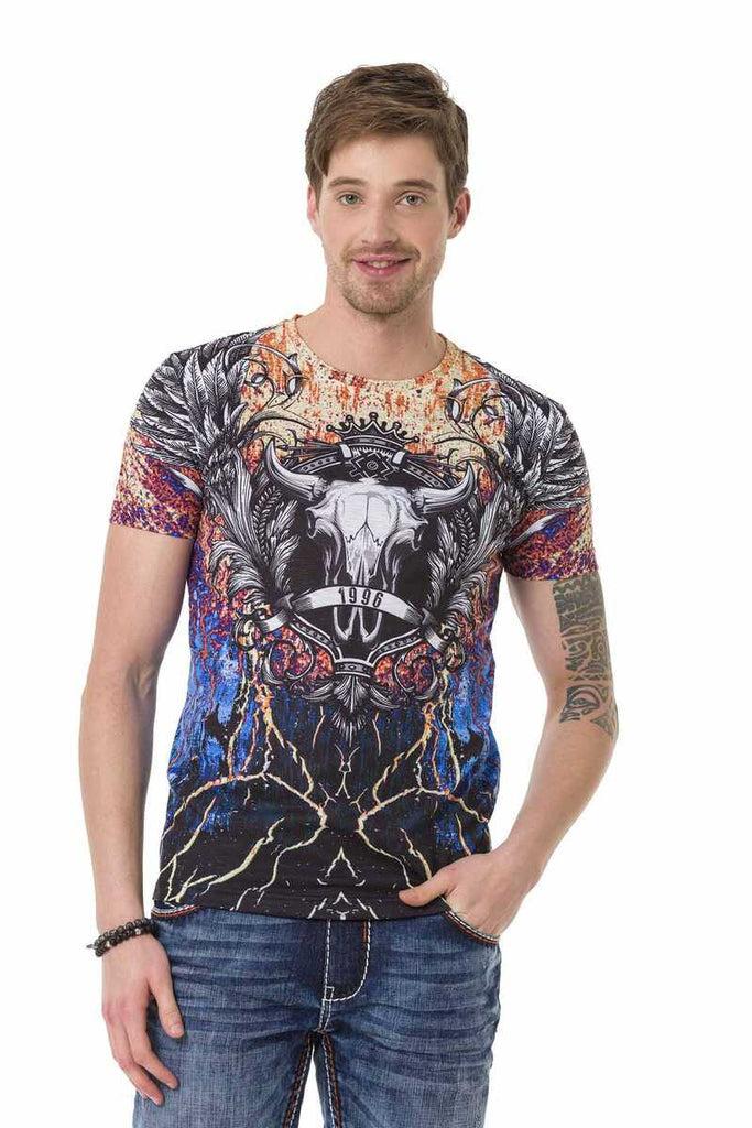 cipo & baxx CT697 Crackle Patterned T-Shirt BLACK