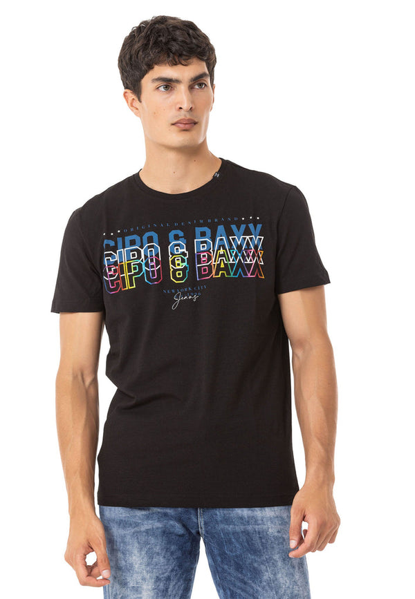 Cipo & Baxx CT717 Color Printed T-Shirt BLACK