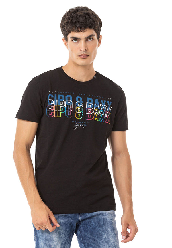 Cipo & Baxx CT717 Color Printed T-Shirt BLACK