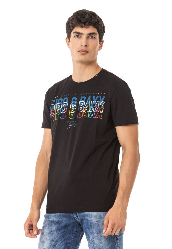 cipo & baxx CT717 Color Printed T-Shirt BLACK
