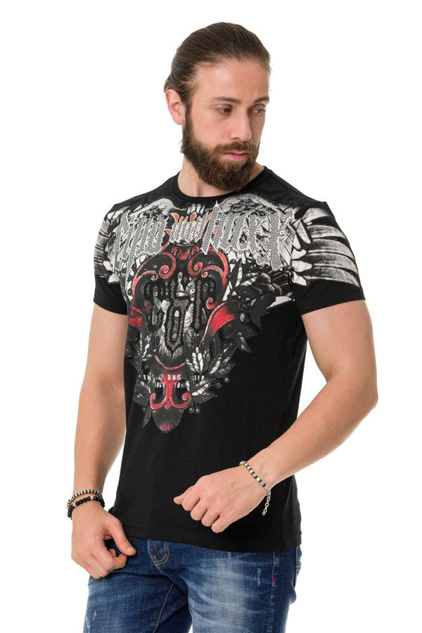 Cipo & Baxx CT728 Stone Vintage Print T-Shirt BLACK