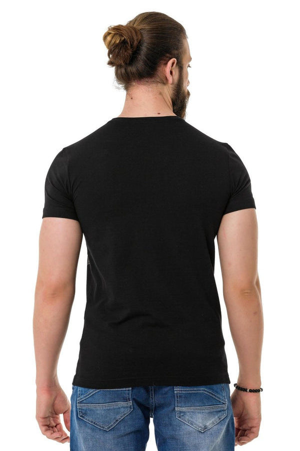 Cipo & Baxx CT729 Stoned Tiger Pattern T-Shirt BLACK