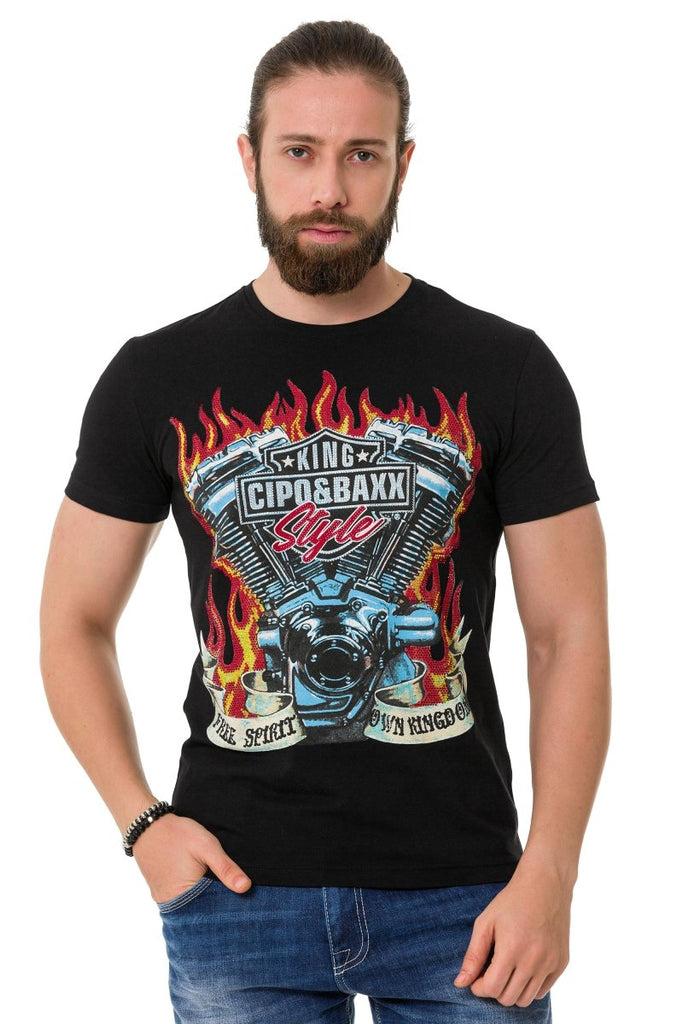 cipo & baxx CT730 Hot Rod Engine T-Shirt BLACK