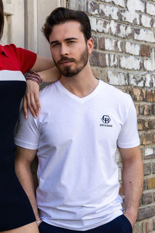 cipo & Baxx CT740 V-Neck Basic T-Shirt WHITE