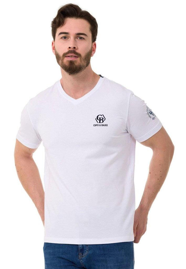 cipo & baxx CT740 V-Neck Basic T-Shirt WHITE