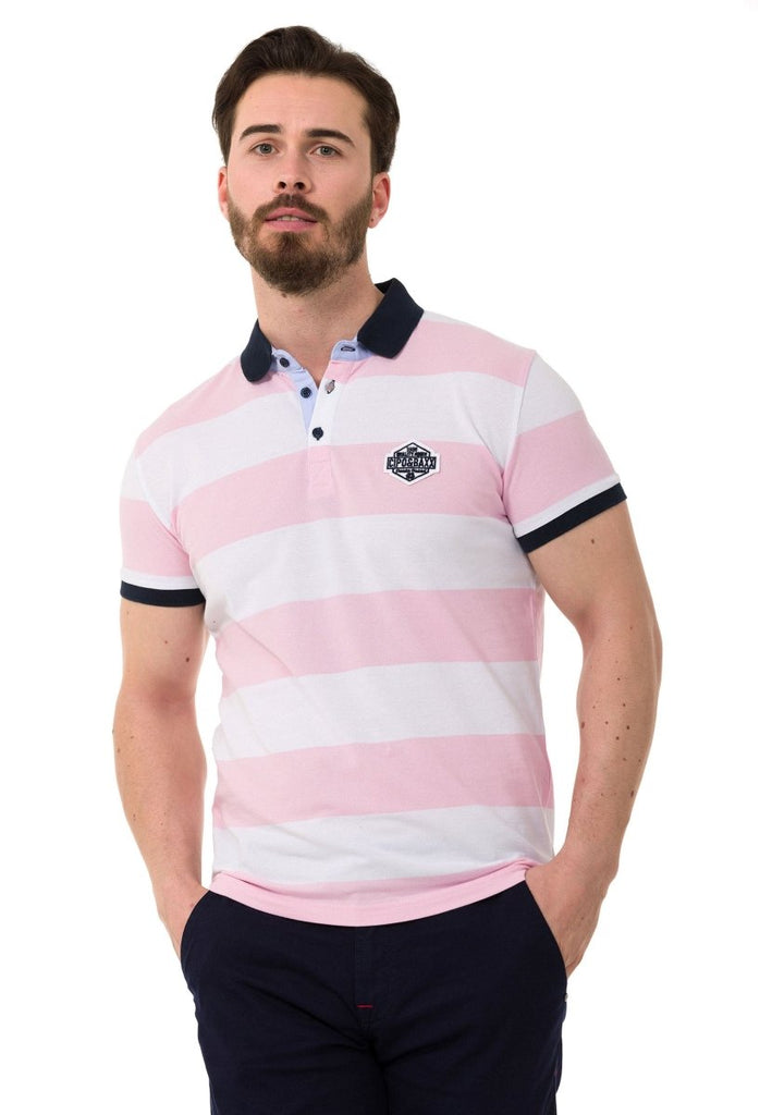 cipo & baxx CT741 Polo Neck T-Shirt WHITE-PINK