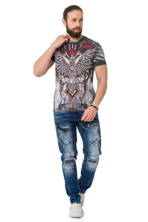 Cipo & Baxx CT746 Eagle Wing Printed T-Shirt GREY