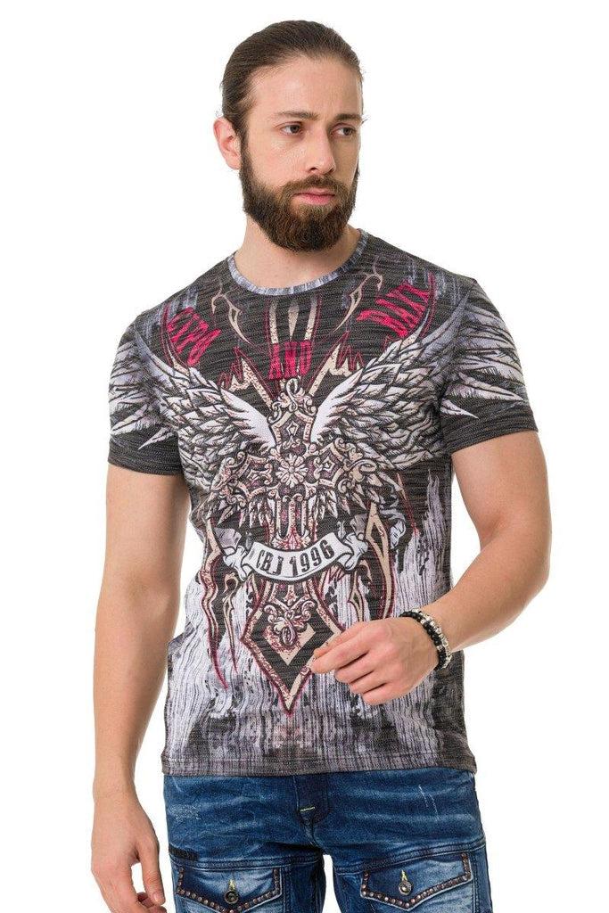 cipo & baxx CT746 Eagle Wing Printed T-Shirt GREY