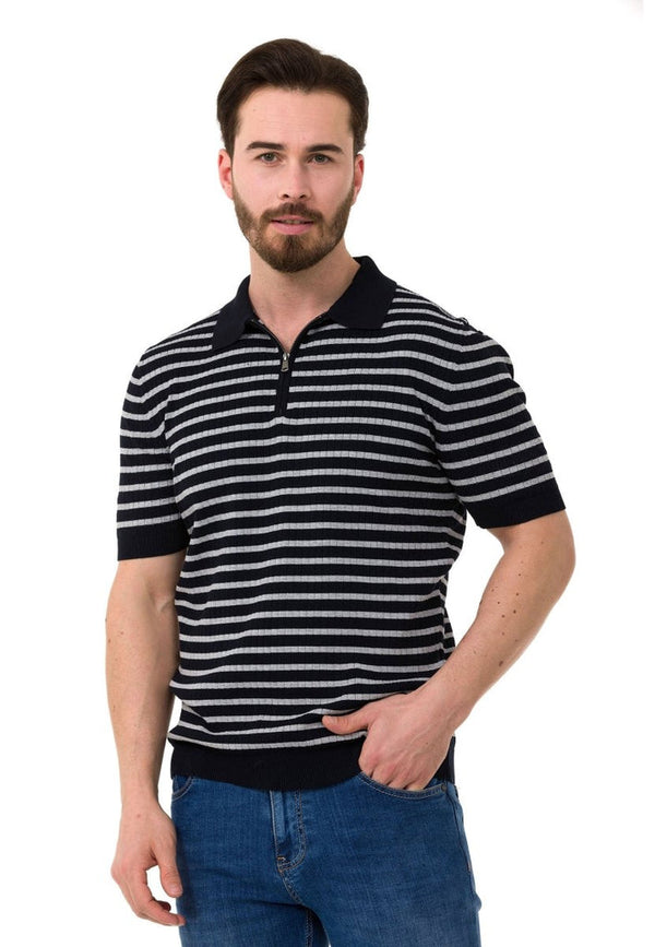 Cipo & Baxx CT751 Striped Knitwear T-Shirt BLACK