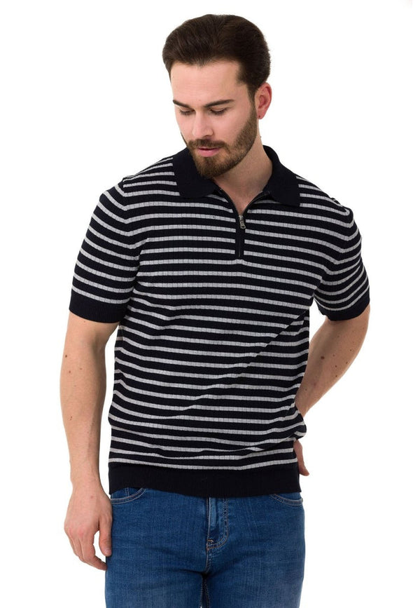 Cipo & Baxx CT751 Striped Knitwear T-Shirt BLACK