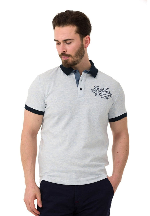 Cipo & Baxx CT767 Written Polo Neck T-Shirt ICEBLUE