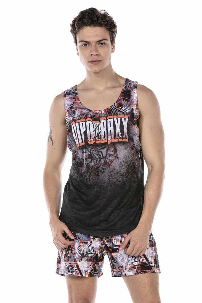 cipo & baxx CUK244 Patterned Swim Shorts Set ORANGE