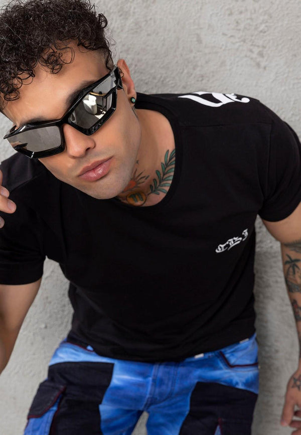 Cipo & Baxx T-SHIRT BLACK PRINTED BLACK