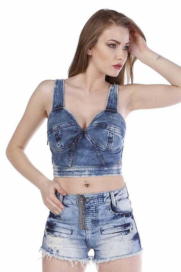 Cipo & Baxx WB100 Denim Bustier BLUE