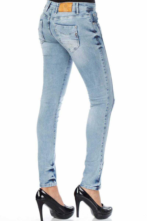 Cipo & Baxx WD226 Patched Washed Stitched Jeans BLUE
