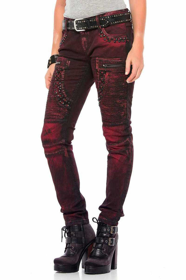 Cipo & Baxx WD388 Claret Red Women's Jean BURGUNDY