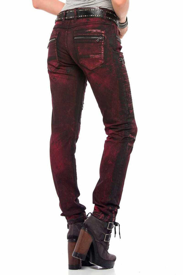 Cipo & Baxx WD388 Claret Red Women's Jean BURGUNDY