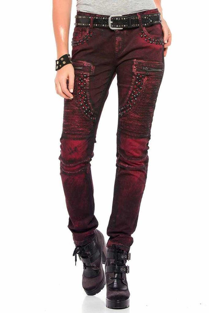 cipo & baxx WD388 Claret Red Women's Jean BURGUNDY