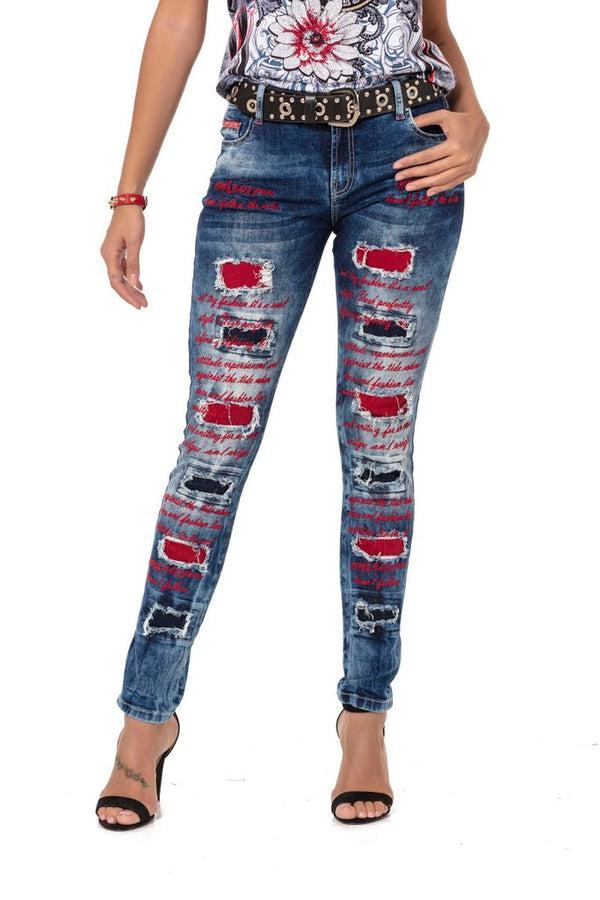 Cipo & Baxx WD478 Embroidered Women's Jeans BLUE