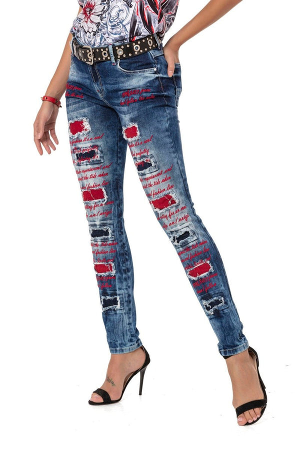 Cipo & Baxx WD478 Embroidered Women's Jeans BLUE