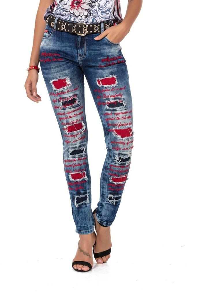 cipo & baxx WD478 Embroidered Women's Jeans BLUE