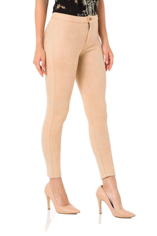 Cipo & Baxx WD486 Suede Women's Leggings Pants STONE