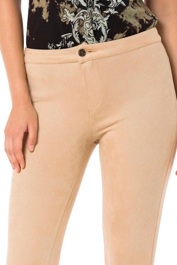 Cipo & Baxx WD486 Suede Women's Leggings Pants STONE