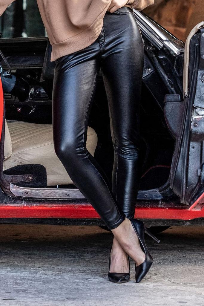 cipo & baxx WD495 Women's Leather Trousers BLACK