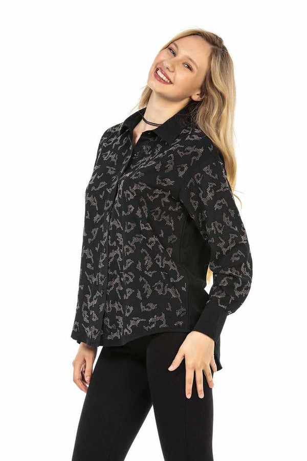 Cipo & Baxx WH120 Patterned Women's Shirt BLACK