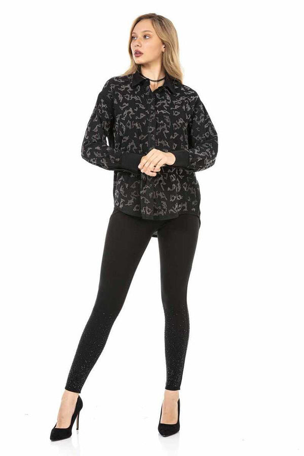 Cipo & Baxx WH120 Patterned Women's Shirt BLACK