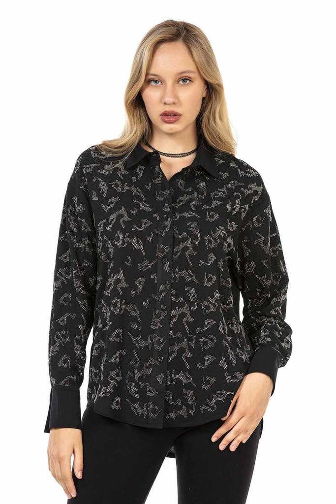 cipo & baxx WH120 Patterned Women's Shirt BLACK