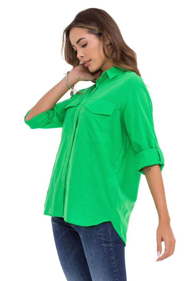 Cipo & Baxx WH123 Linen Women's Shirt GREEN