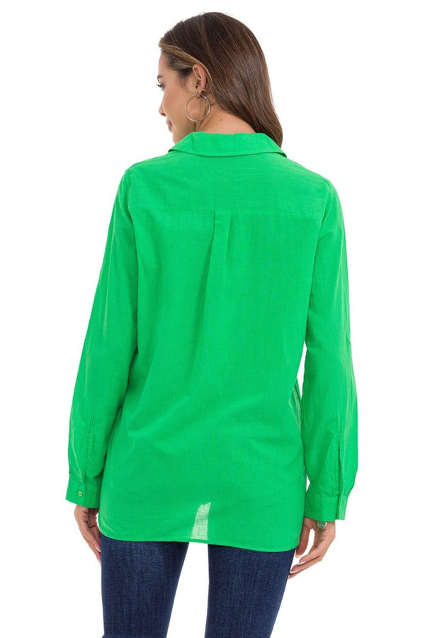 Cipo & Baxx WH123 Linen Women's Shirt GREEN