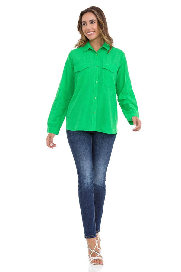 Cipo & Baxx WH123 Linen Women's Shirt GREEN