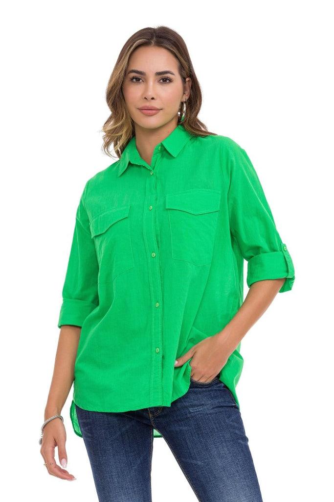 cipo & baxx WH123 Linen Women's Shirt GREEN