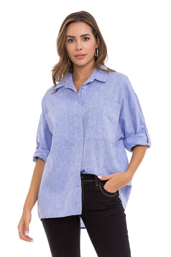 Cipo & Baxx WH125 Long Oversize Women's Shirt BLUE