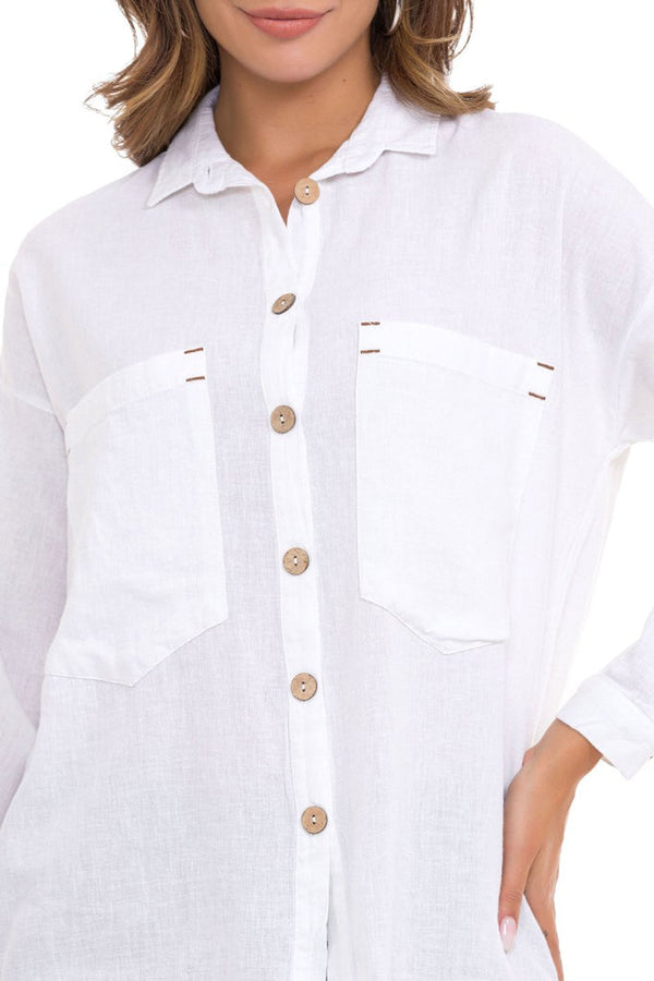 Cipo & Baxx WH132 Basic Summer Linen Shirt BLUE