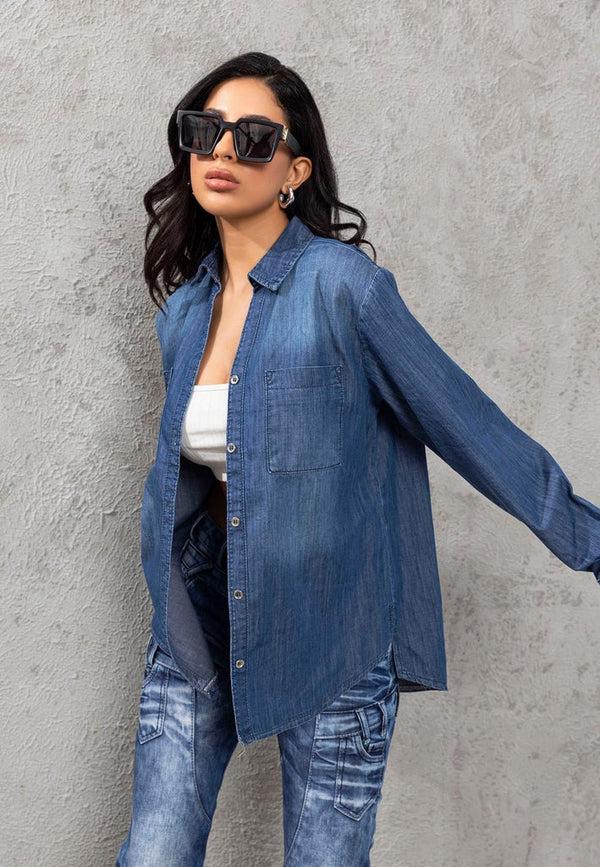 Cipo & Baxx WH134 Basic Women's Blue Shirt BLUE