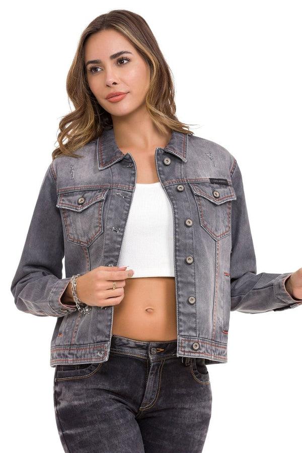 Cipo & Baxx WJ206 Women's Denim Jacket GREY
