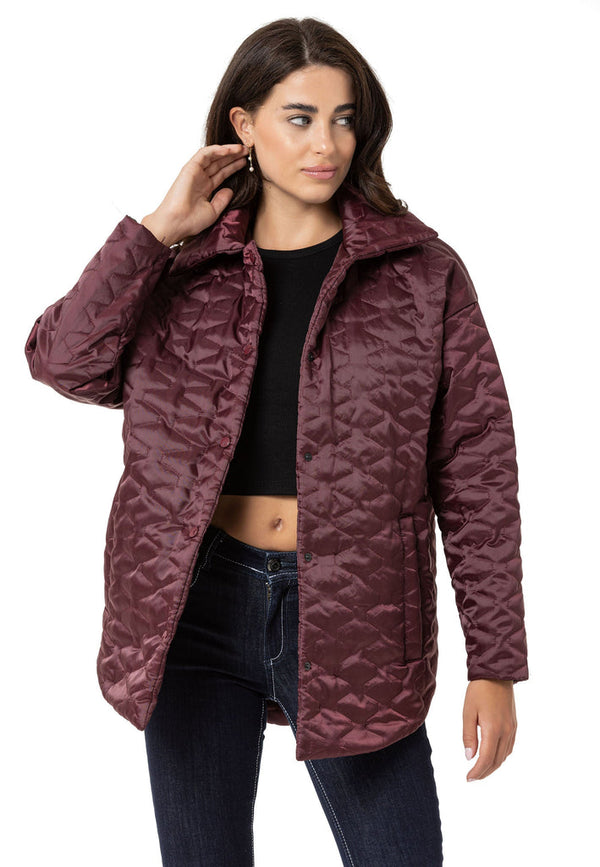 Cipo & Baxx WJ221 Women's Puffer Coat BURGUNDY