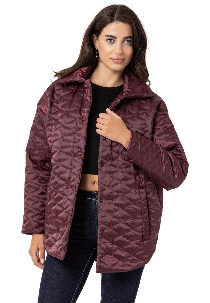cipo & baxx WJ221 Women's Puffer Coat BURGUNDY
