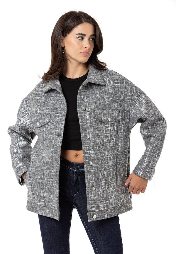 Cipo & Baxx WJ222 Women's Gray Basic Jacket SILVER