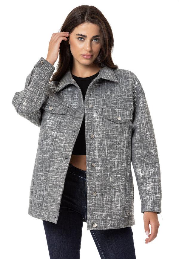 Cipo & Baxx WJ222 Women's Gray Basic Jacket SILVER